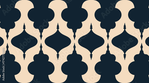 Sophisticated repeating geometric pattern in navy and cream for modern interiors, adding a touch of elegance and visual interest to your designs