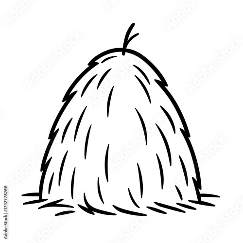 Haystack illustration in simple line art style  