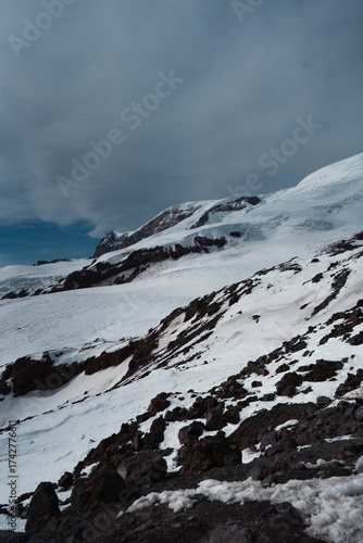Majestic mountain range covered in snow, perfect for adventure travel
