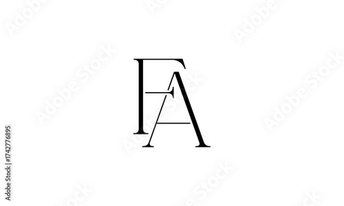 FA initial letters, monogram logo