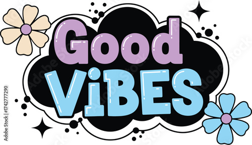 Good vibes illustration positive message graphic design editable vector