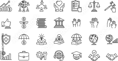 Business vector icons set line style outline design element editable vector