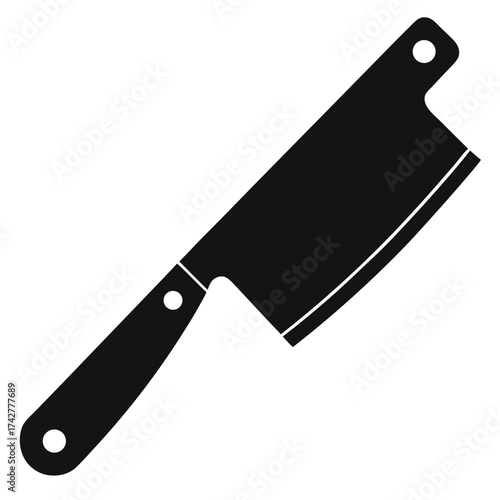 Isolated black cleaver stands ready with its sharp blade for culinary tasks