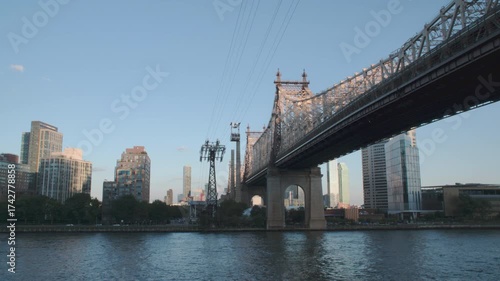 Establishing shot of the Roosevelt Island Tram