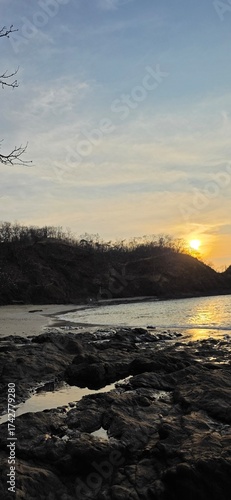 Beach Sunset with Rocks and Treesin Costa Rica