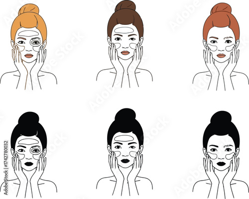 Skin care routine steps for healthy skin and beauty tips editable vector