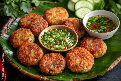 Authentic Tod Man Pla (Thai Fish Cakes) with Cucumber Dipping Sauce