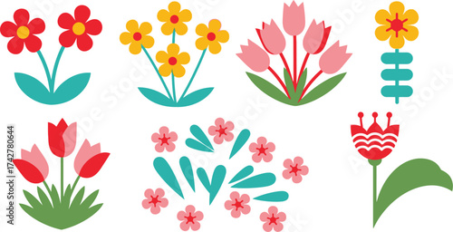 Vector floral design elements flower clip art illustration editable vector