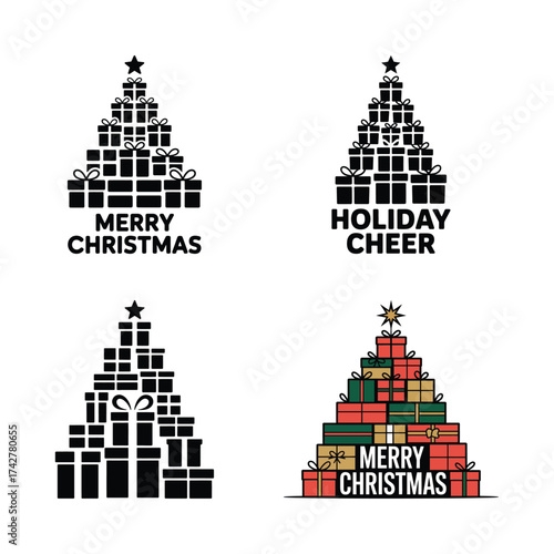 Christmas Gift Tree Silhouette Holiday Decoration Winter Celebration