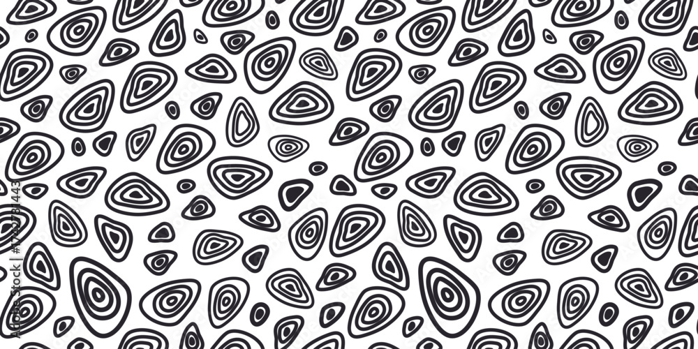 Fototapeta premium Abstract black and white pattern. Seamless background. Shapes, linear drawings, vector texture.