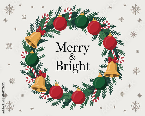 Flower Wreath Illustration Holiday Decoration Festive Winter Celebration