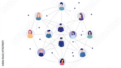 People icons on white background. Social media network connection, global internet technology and online data exchange