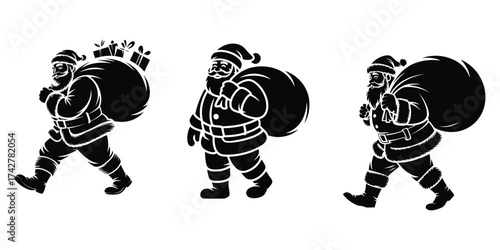 Santa Claus Silhouette Holiday Christmas Winter Celebration Illustration