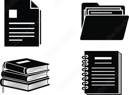 Document folder books and notebook icon vector illustration editable vector