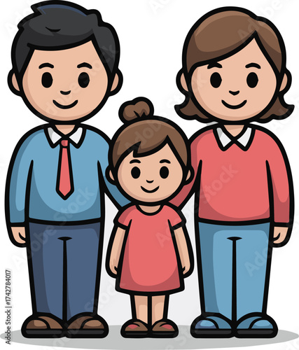 Happy Family Cartoon Illustration