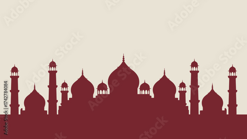 Majestic Taj Mahal silhouette against a soft backdrop evokes a sense of wonder and travel to India, ideal for travel blogs or cultural promotions