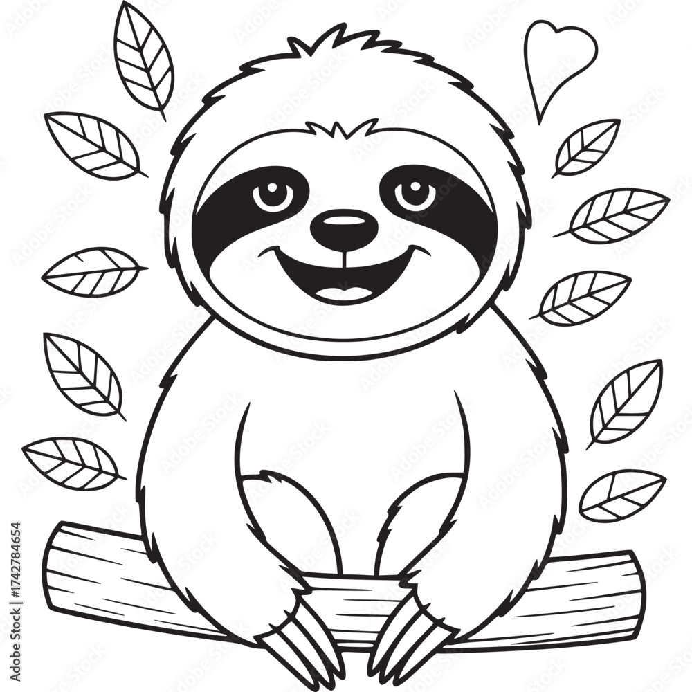Obraz premium Vector art of cute sloth sitting on a branch