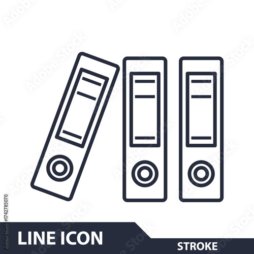 Organize business with these line icons of ring binders for office and corporate documents