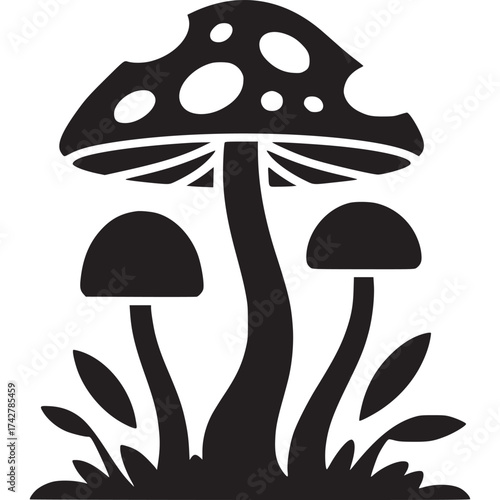 Fotografía Vector art of black and white mushroom illustration