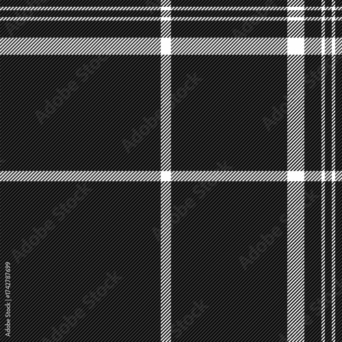 Classic plaid pattern in monochrome. A seamless check design ideal for textile prints, backdrops, or stylish backgrounds. Adds sophisticated visual texture.