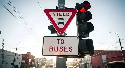 Traffic Signals And Street Signs: Yielding To Buses And Regulations For Public Transport