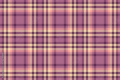 Tribal pattern fabric background, package plaid vector textile. Fibrous check tartan texture seamless in pink and moccasin colors.