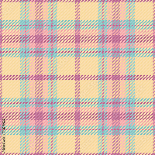 Flannel background vector texture, korean check fabric pattern. Mid tartan plaid seamless textile in moccasin and amber colors.