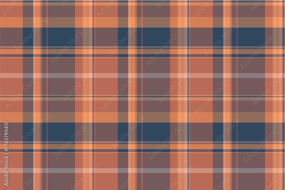 Obraz premium Mens shirt tartan background vector, quality texture check fabric. Product plaid seamless pattern textile in orange and pastel colors.