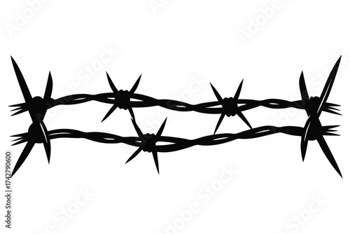 Two strands of barbed wire create an ominous feeling with sharp spikes visible