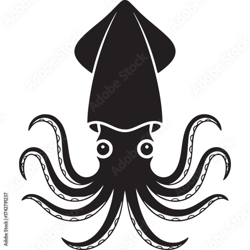 Vector art of black squid illustration