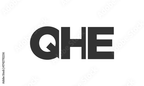 QHE logo design template with strong and modern bold text. Initial based vector logotype featuring simple and minimal typography. Trendy company identity.