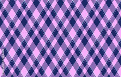 Argyle pattern of geometric rhombus. Harlequin check wallpaper design. Classic diamond shaped textile material for web background, print fabric clothing, sweater, wrapping paper, gift card, invitation