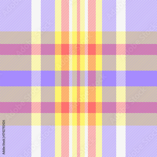 Clan plaid check seamless, colorful textile pattern texture. Chic vector tartan background fabric in indigo and white colors.