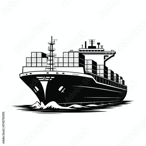 Scalable vector illustration of a cargo ship illustration for eps file format vector