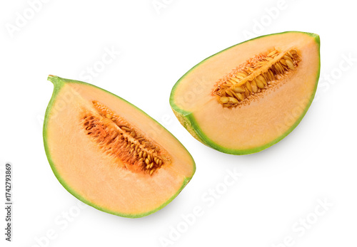 Wallpaper Mural Sliced cantaloupe melon isolated on white background. clipping path Torontodigital.ca