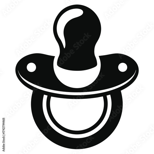 Monochrome baby pacifier depicts infant care with its distinct form and design