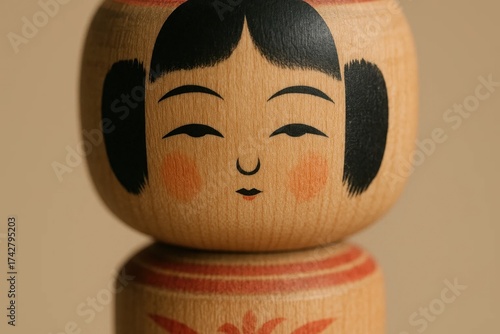 A Classic Japanese Kokeshi Doll with a Warm Smile
