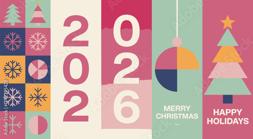 Modern minimalist geometric christmas 2020 illustration festive holiday greetings vector art vector