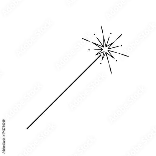 Illustration of a simple sparkler on transparent background