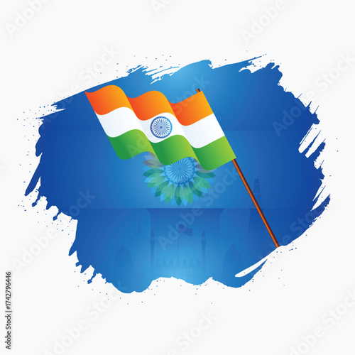 National Flag of India Vector, Tiranga Tricolor with Ashoka Chakra for Independence Day Graphics and Educational Use