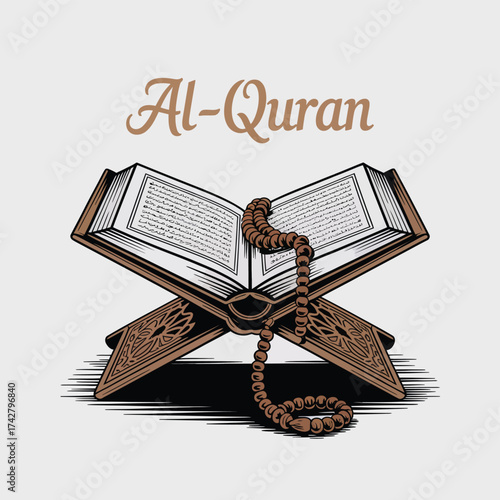 Al-quran holy book illustration vector scalable eps icon for islamic content vector
