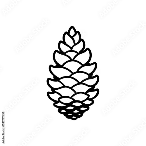 Simple outline drawing of a pine cone silhouette