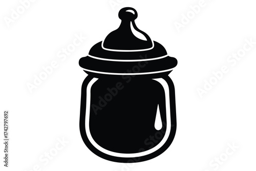 Silhouette displays a baby bottle with a nipple, demonstrating simple yet clear form