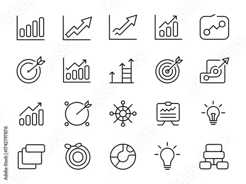 Hand drawn vector growth and progress icons set scalable eps for business and strategy vector