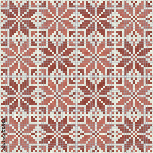 Mosaic tiles seamless pattern composition with traditional Palestinian motif. Editable vector background for print, background, web, wrapping.