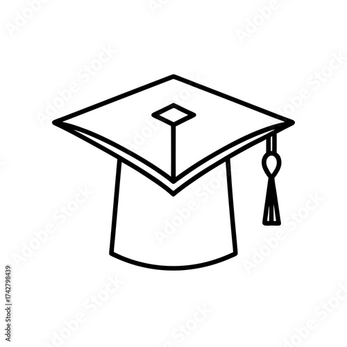 Outline drawing of graduation cap on transparent background