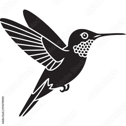 Vector art of black hummingbird