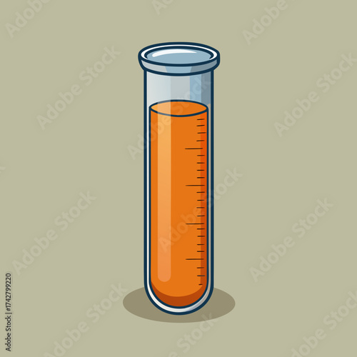 Cartoon illustration of a measuring cylinder filled with orange liquid