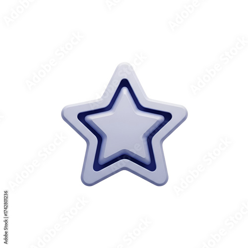 3d icon of a stylized blue star shape with a dark outline, isolated on a transparent background, representing achievement, quality, or a rating