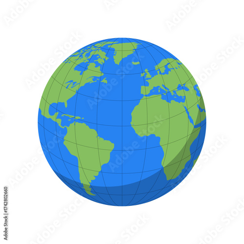World Globe flat icon. Earth icon isolated on white background. Vector illustration